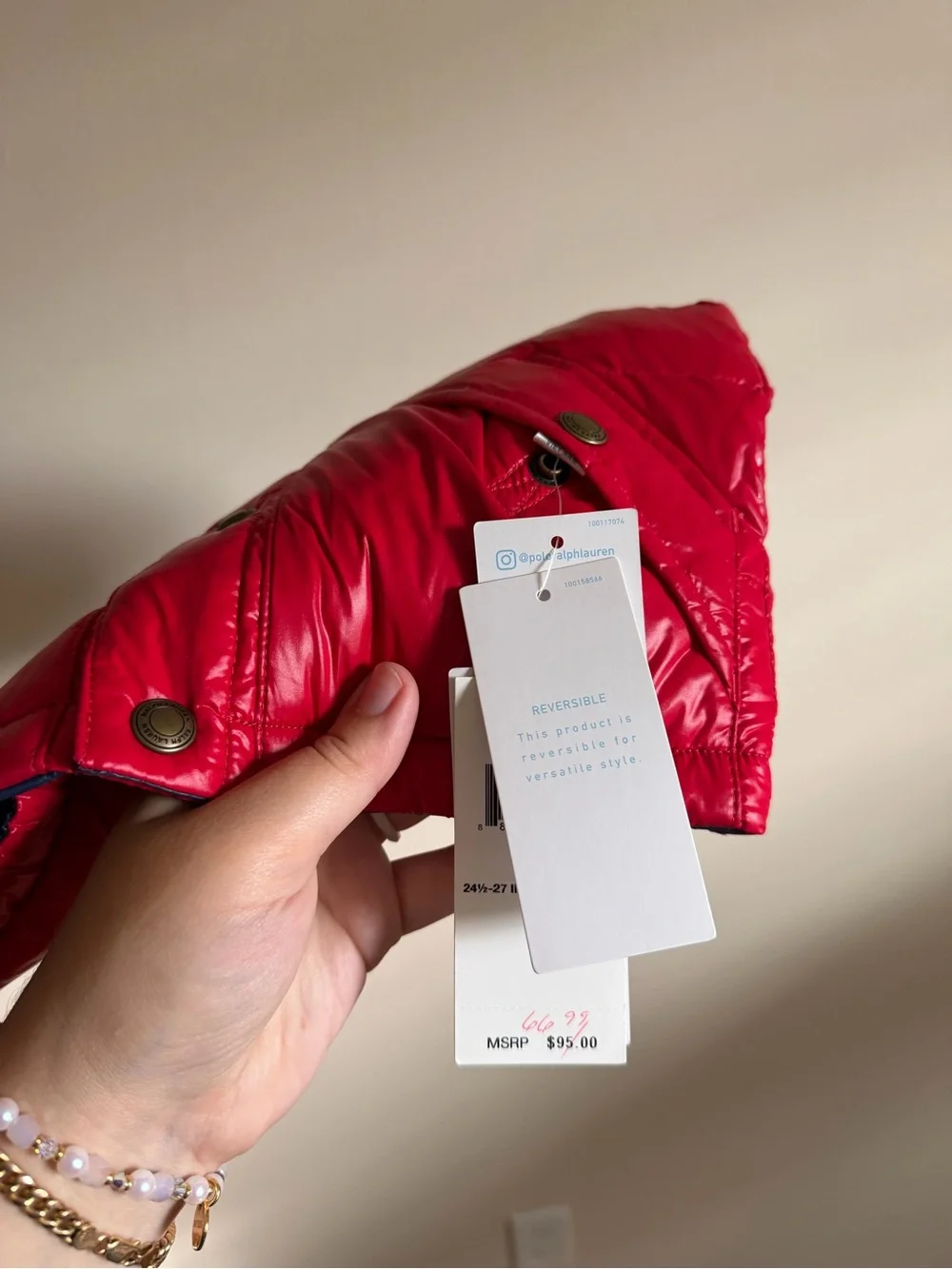 RALPH LAUREN Baby Boy Reversible Red + Blue Puffer Vest -- Size 6 Months -- NWT
